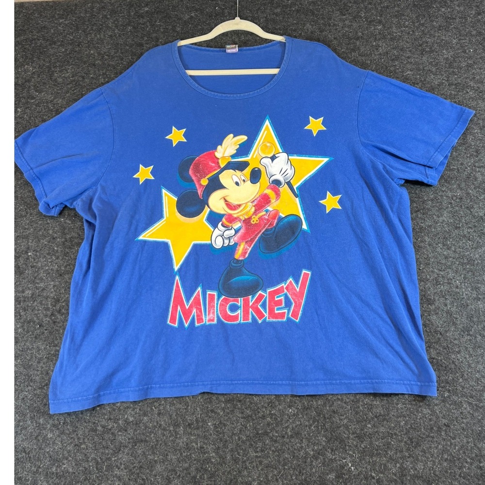 VINTAGE Mickey Unlimited Disney T Shirt Womens 22/24 Blue Land N Sea Tee USA 90s